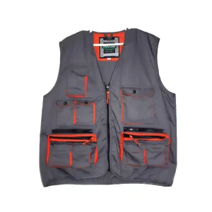 CHALECO IMPORTADO STEEL POWER PLOMO CON NARANJA